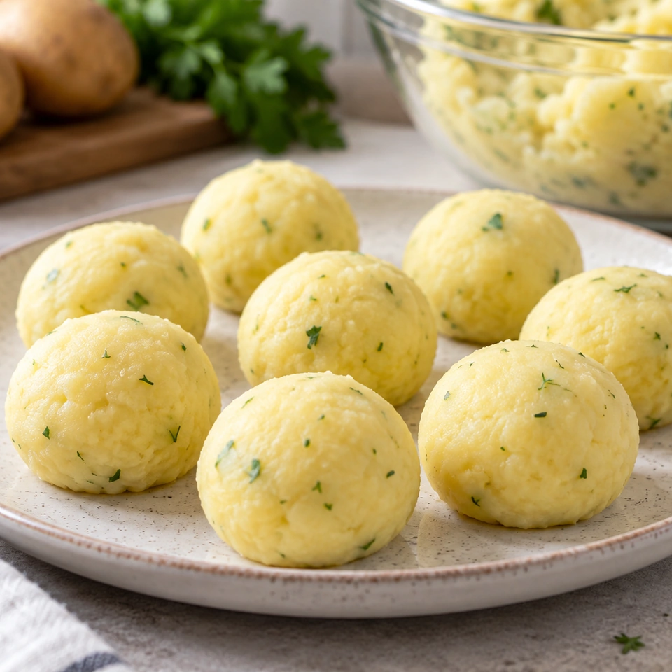 Round potato portions before breading