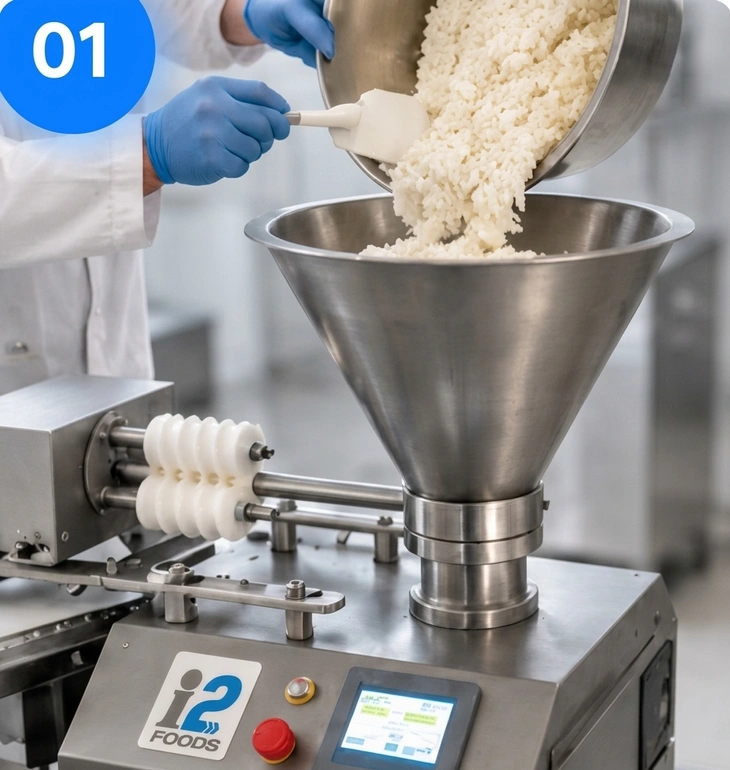 Operator loading mixture into the hopper