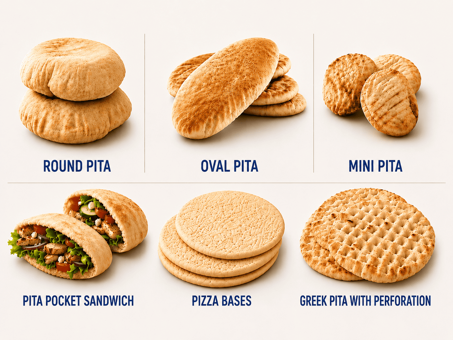 Product Range for the Automatic Pita Production Line