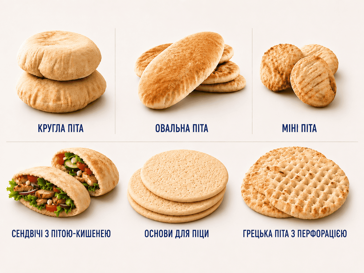 Product Range for the Automatic Pita Production Line